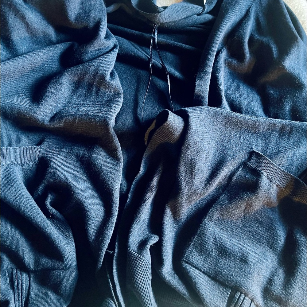 Terra and Sky Plus Size Navy Blue Knit Cardigan with Pockets size 4X